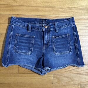 Lucky Brand Shorts Women Size 6/28 Blue Denim  Raw Hem Pockets High Rise